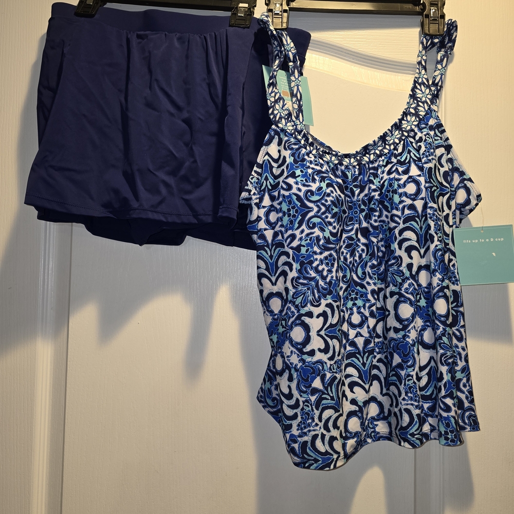 Blue and White Patterned Bikini Set